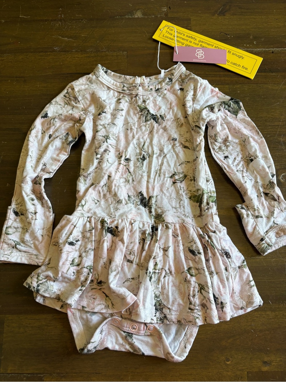 Little Bum Bums Baby Bodysuit Long Sleeve Roses Skirt Dress Bamboo 3-6 Months